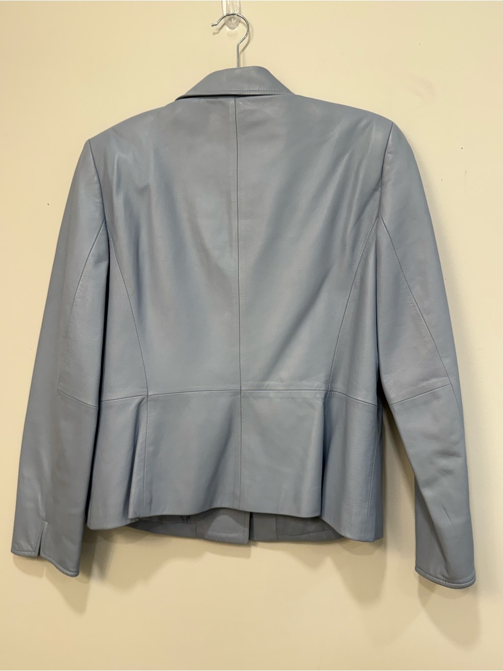 Talbots Light Blue Leather Button-Front Jacket - Picture 6 of 10